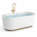 Vasca da bagno freestanding in acrilico bianco con accenti in ottone 170x75x60 cm