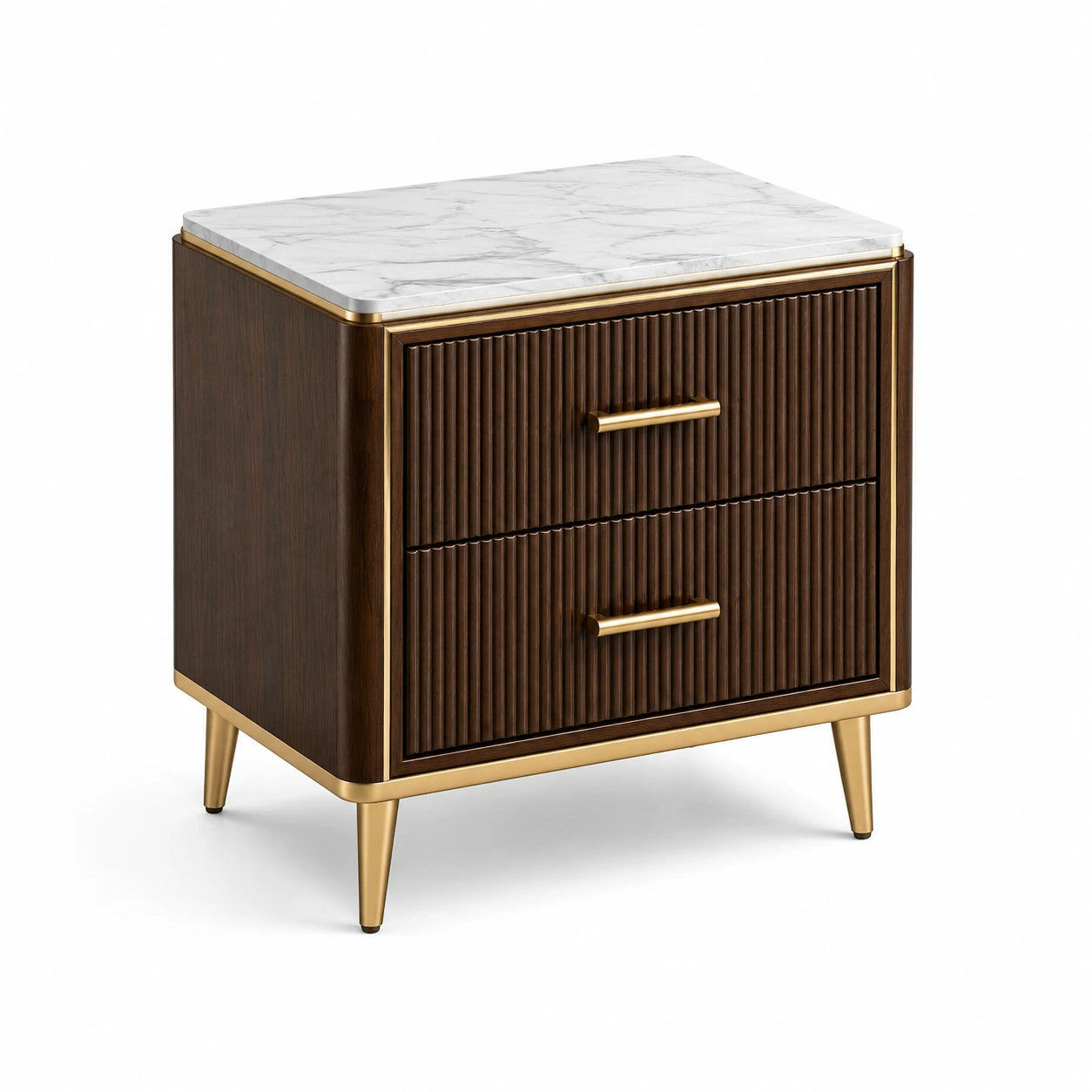 Comodino in legno e marmo con due cassetti 50x60x40 cm