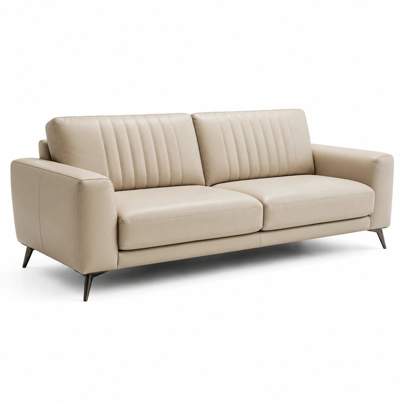 Divano a 3 posti in pelle sintetica con gambe in metallo, 220x90x85 cm