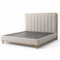 Letto matrimoniale in legno con testiera imbottita in tessuto 200x160 cm