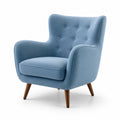 Poltrona in tessuto blu con gambe in legno