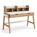 Scrivania in legno e MDF bianco con cassetti e ripiani 120x60x90 cm