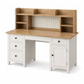 Scrivania in legno e MDF con scaffali bianco e rovere